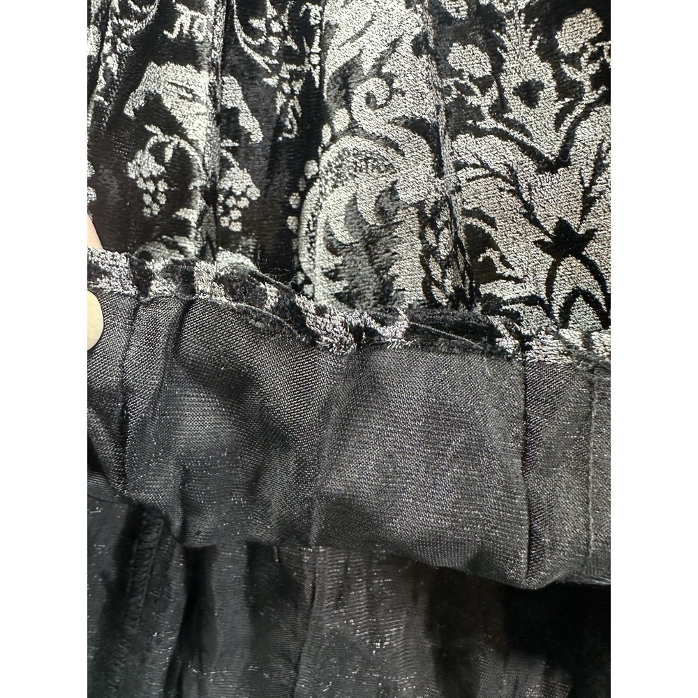 Double D Ranch Wear LARGE Black Silver Velvet Pull On Tiered Maxi Romantic Skirt - Picture 7 of 14
